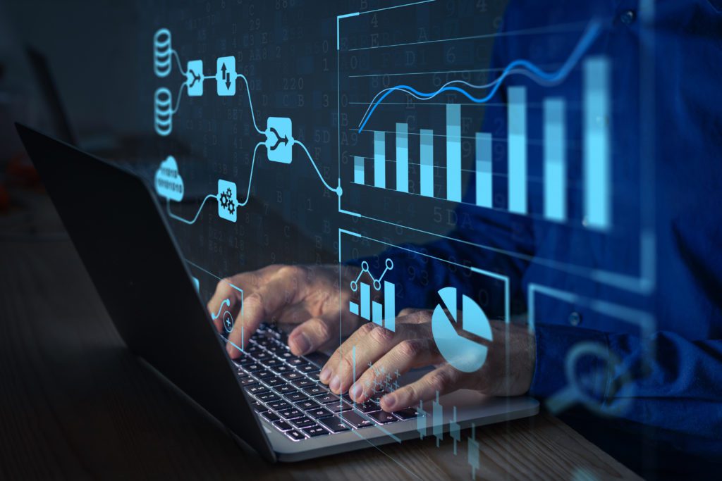 illustration of analyst working with data management