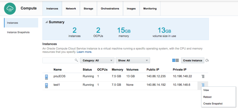 Oracle Cloud Screenshot